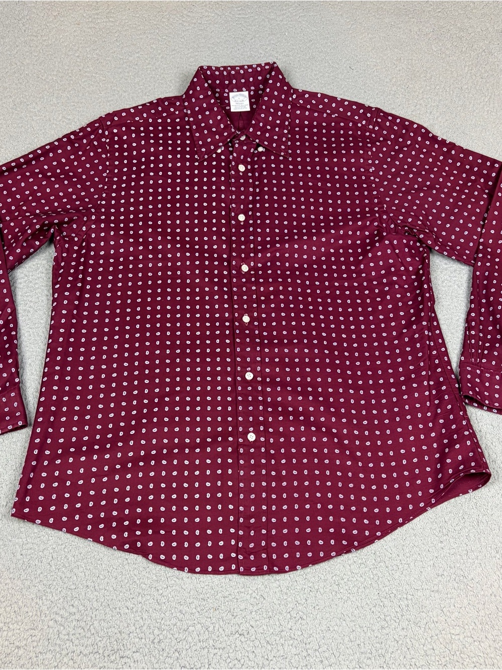 Brooks Brothers Regent Shirt Men’s L Burgundy Geometric Print Cotton Button-Down